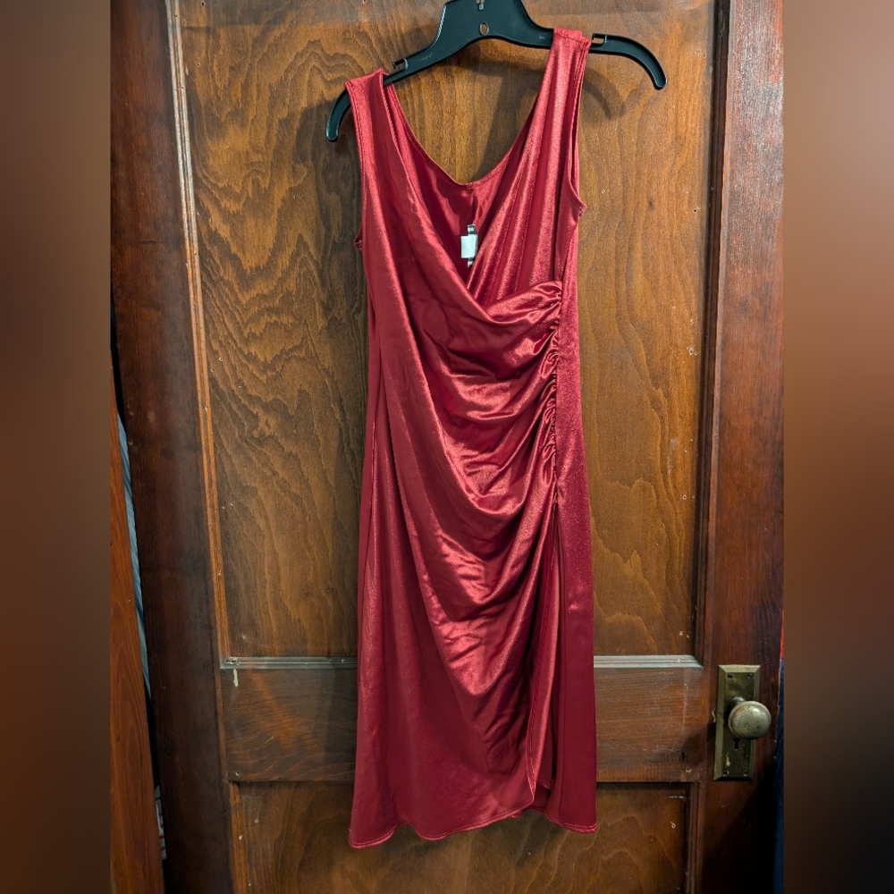 Pinup Couture Faux Wrap Top Red Dress